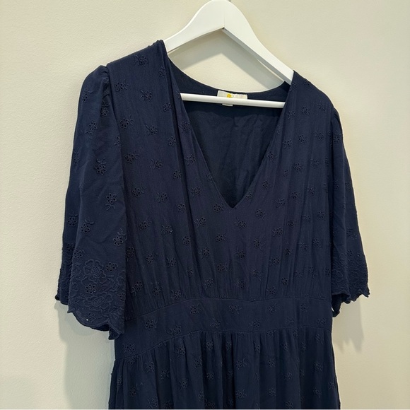 Boden Navy Lace Short Sleeve Maxi Dress Broderie Women’s Size 12 V Neck Long - Picture 6 of 16